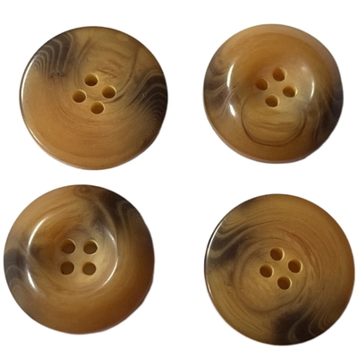 19mm Bốn lỗ Nút áo nhựa Horn Hiệu ứng sừng Các nút nhựa màu nâu tròn