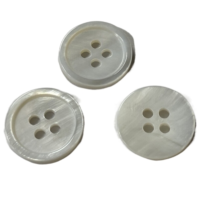 Trắng ngọc trai 4 lỗ Nút vật liệu tự nhiên 24L cho thủ công may dệt kim