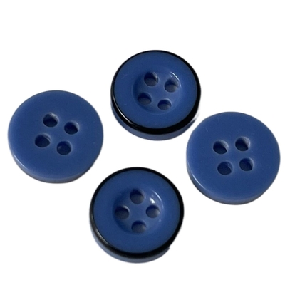 4 lỗ Nút nhựa dẻo 11mm Màu bule với viền đen sử dụng để may